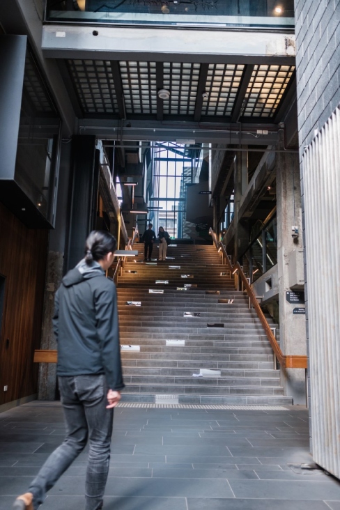 Person looking at stairs