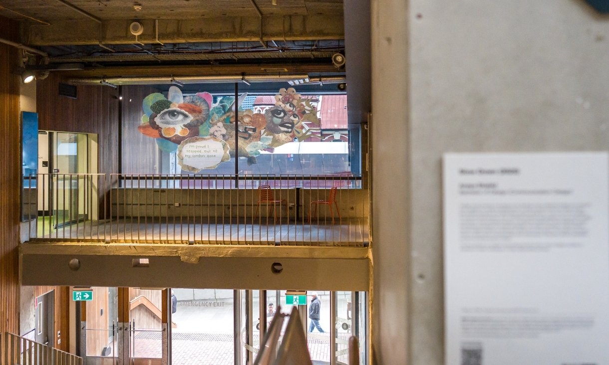 Photograph of artwork on window
