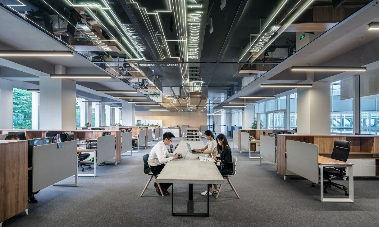 People work in an office.