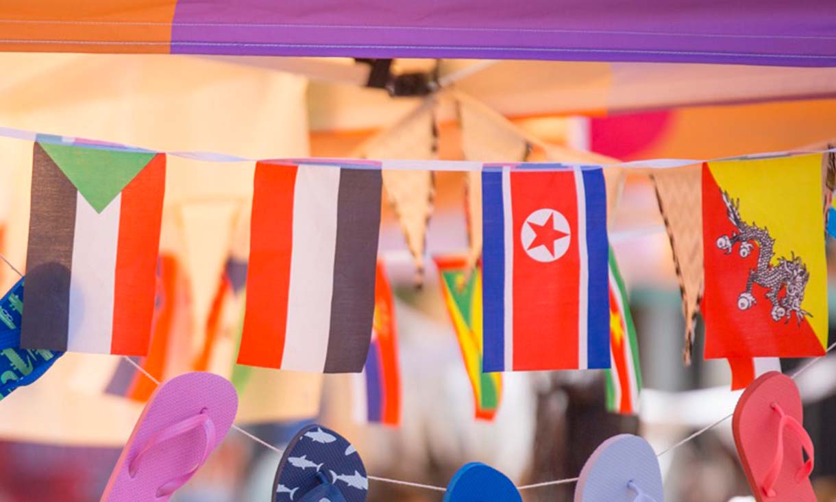 A string of flags and a string of flip flops