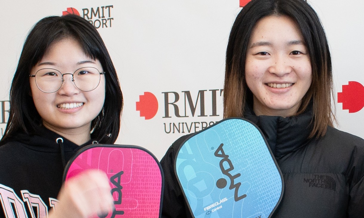 Students with pickleball rackets at the 2024 RMIT sport festival