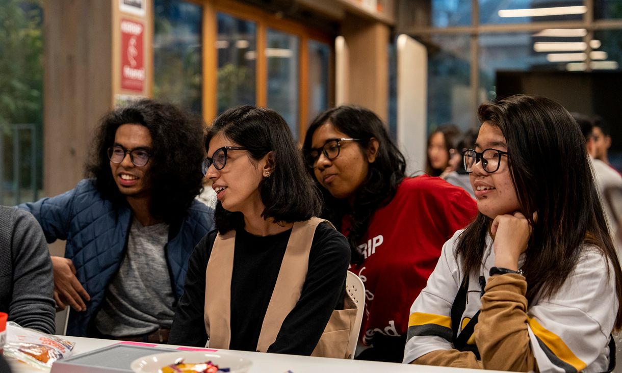 Students watching movie