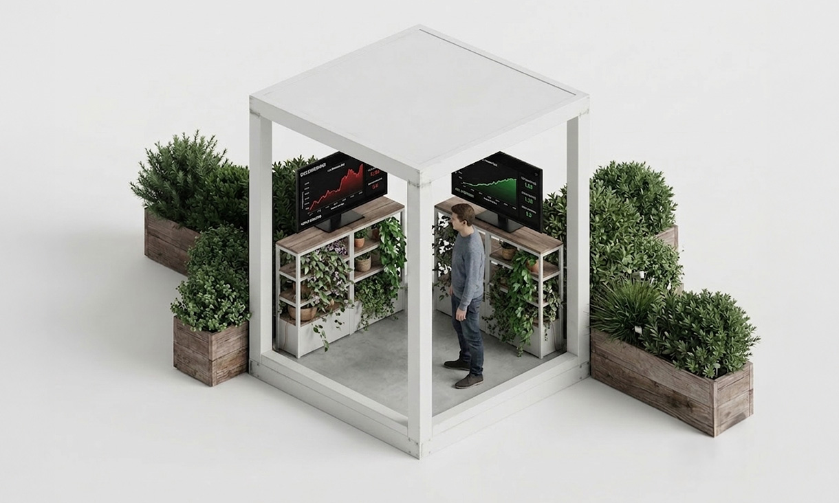 Digital rendering of rooftop garden