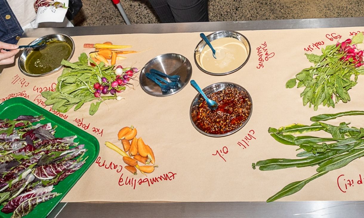 Food on long table