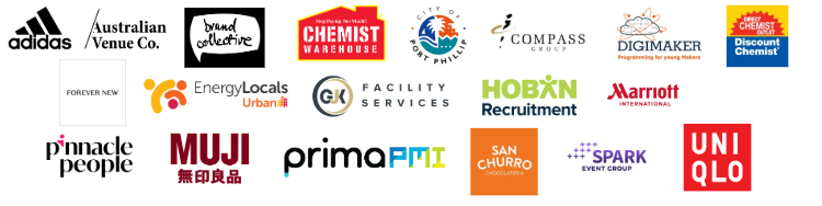 Banner for the RMIT Part-Time & Casual Jobs Fair featuring logos of participating employers from a range of industries offering flexible work opportunities.