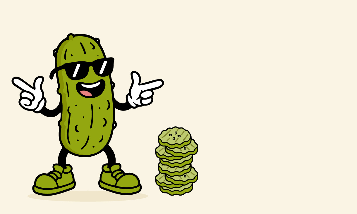 Animated drawing of pickle wearing sunglasses