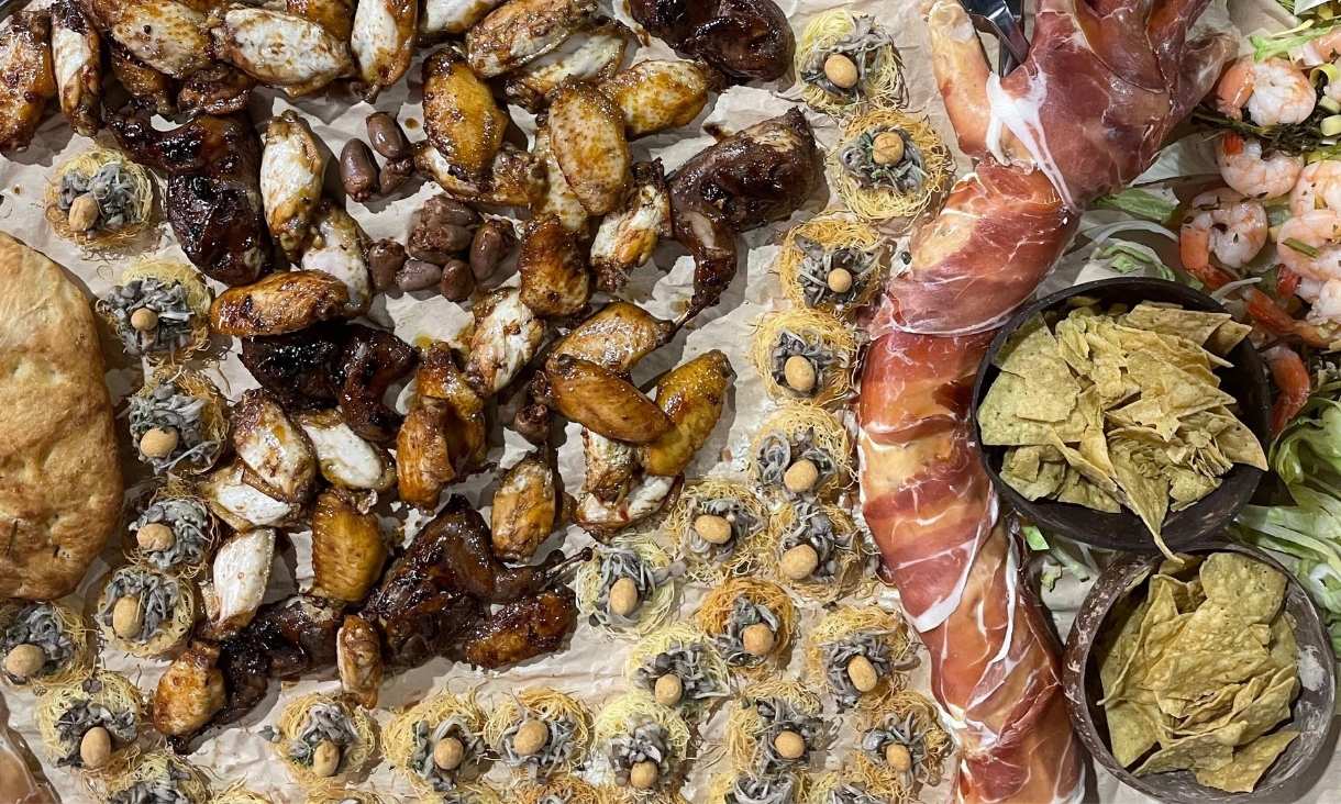Large spread of food