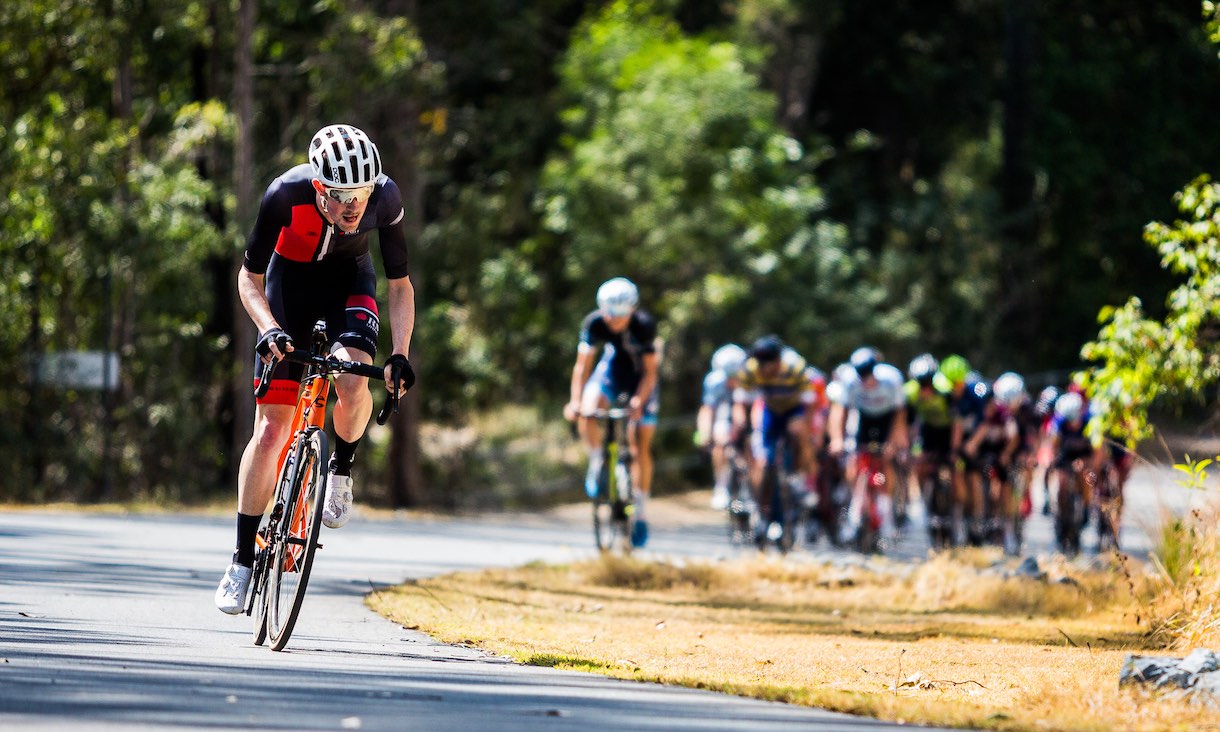RMIT bike rider on a hill climb.