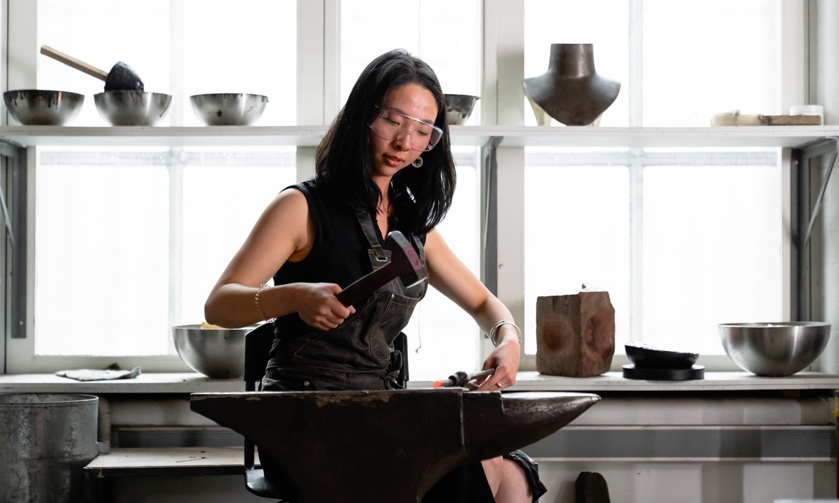 Vivian working on her jewellery making at RMIT