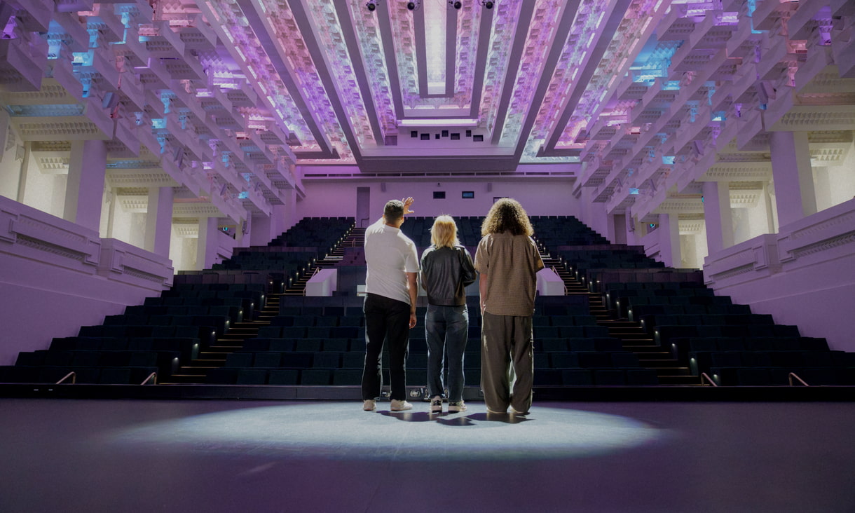 Three RMIT students taking in the Capitol Theatre