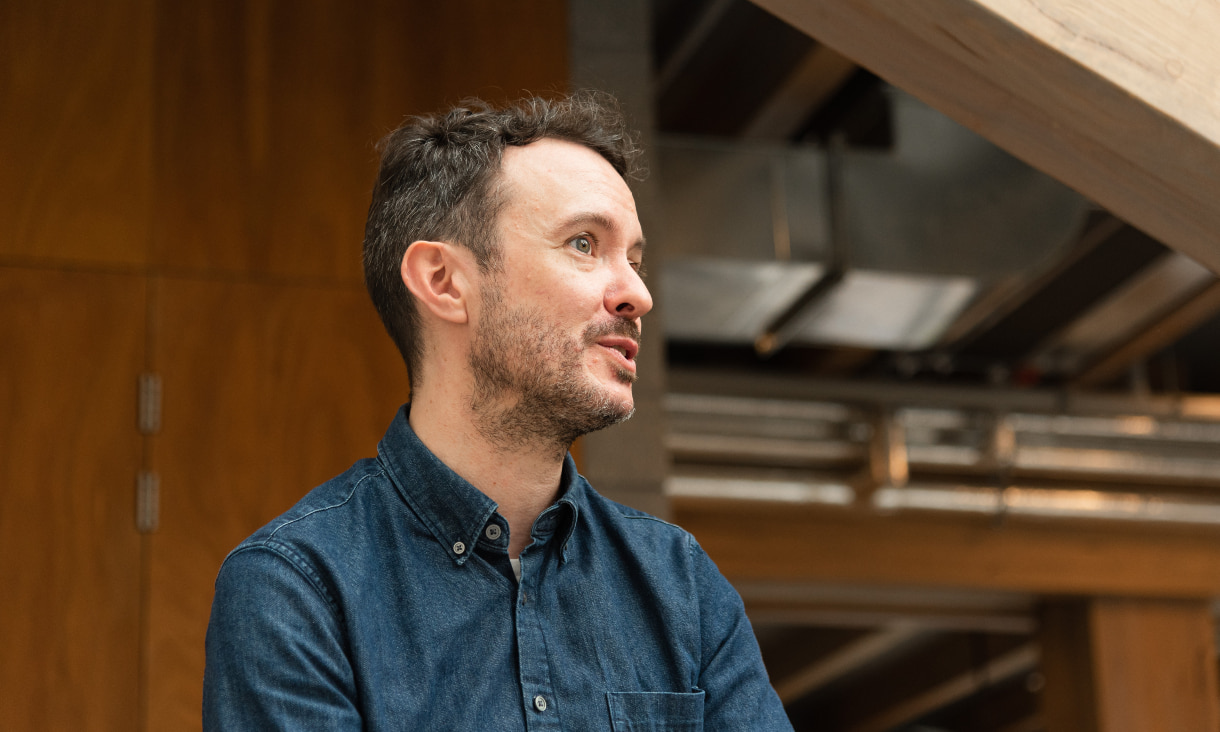 Man looking into the foreground