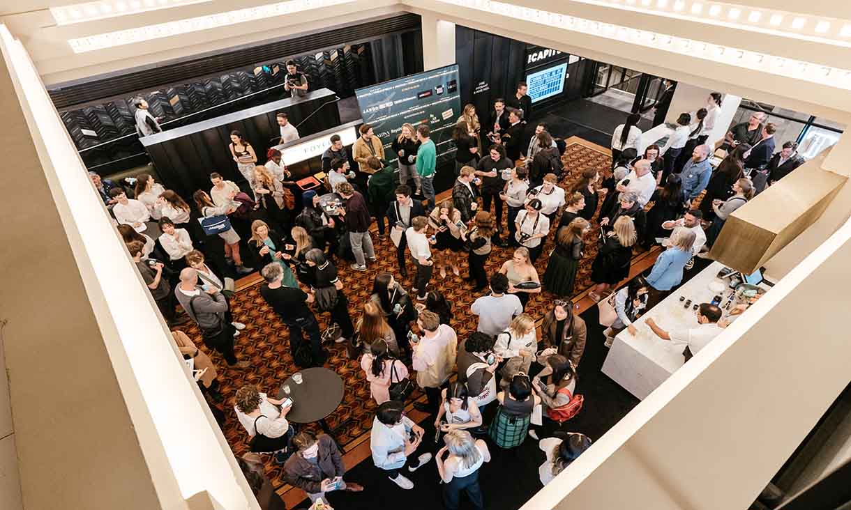 A birds eye view of a busy production studeio.