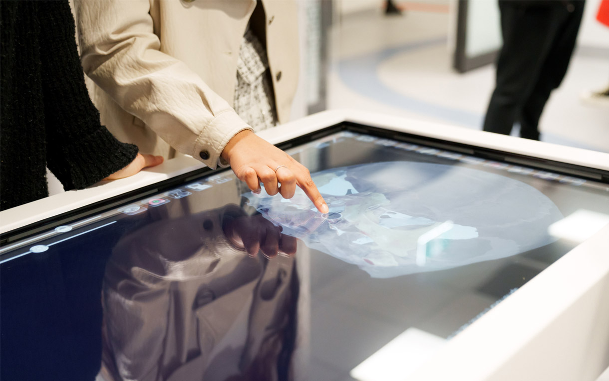 Students using an Anatomage Table in the RMIT Bundoora campus