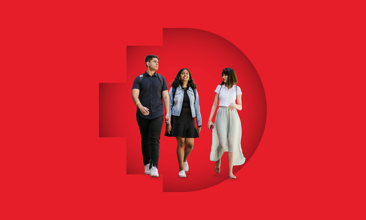 rmit students and red background