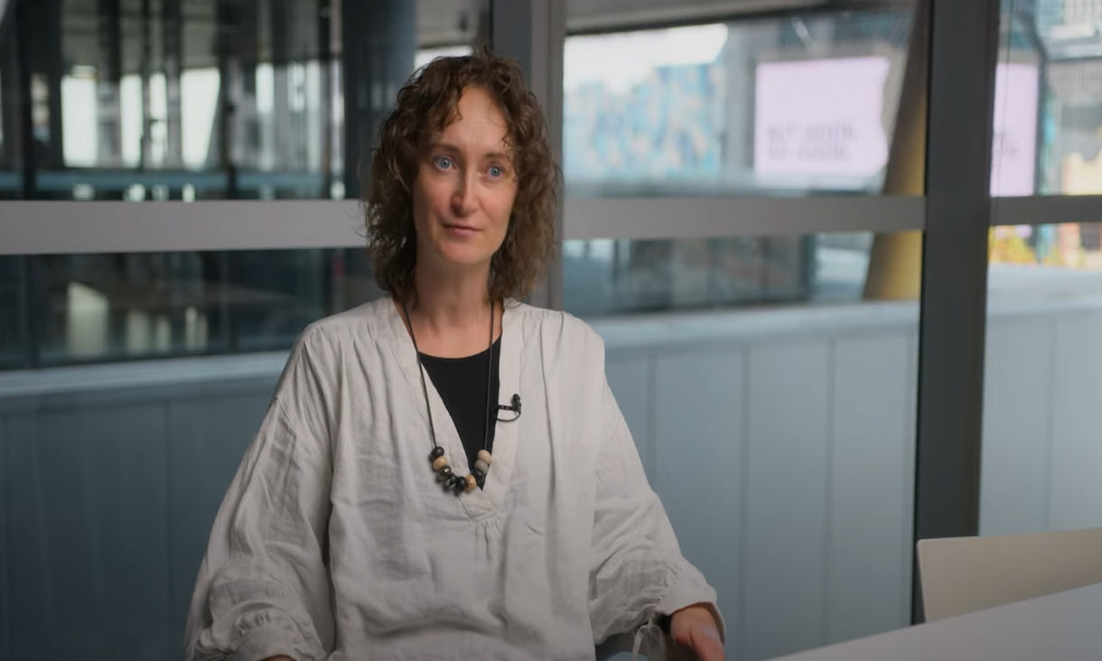 Lady talking to camera