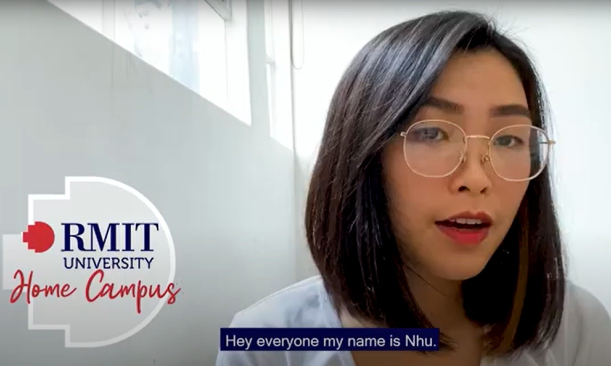 Student talking to camera