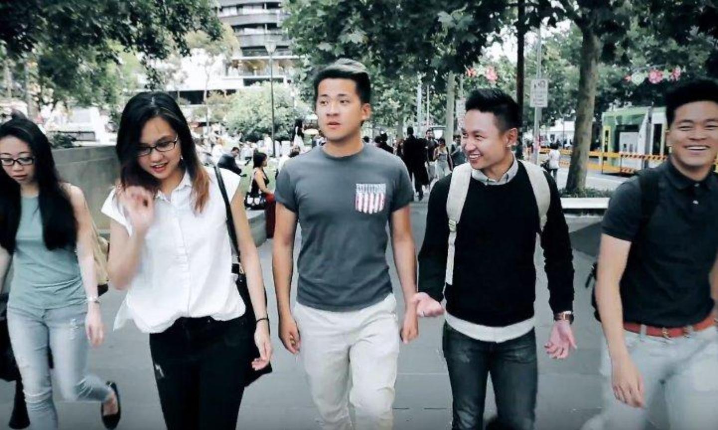 Students walking on Melbourne footpath
