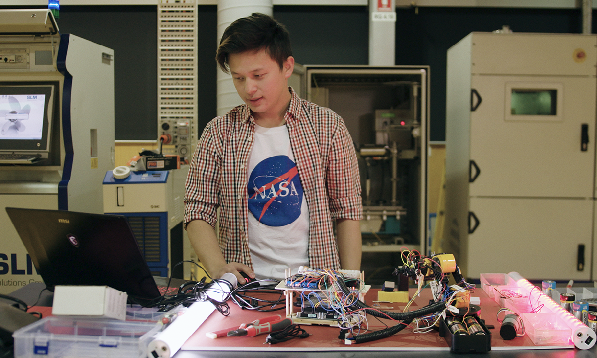 Jaweed Kakae on a laptop