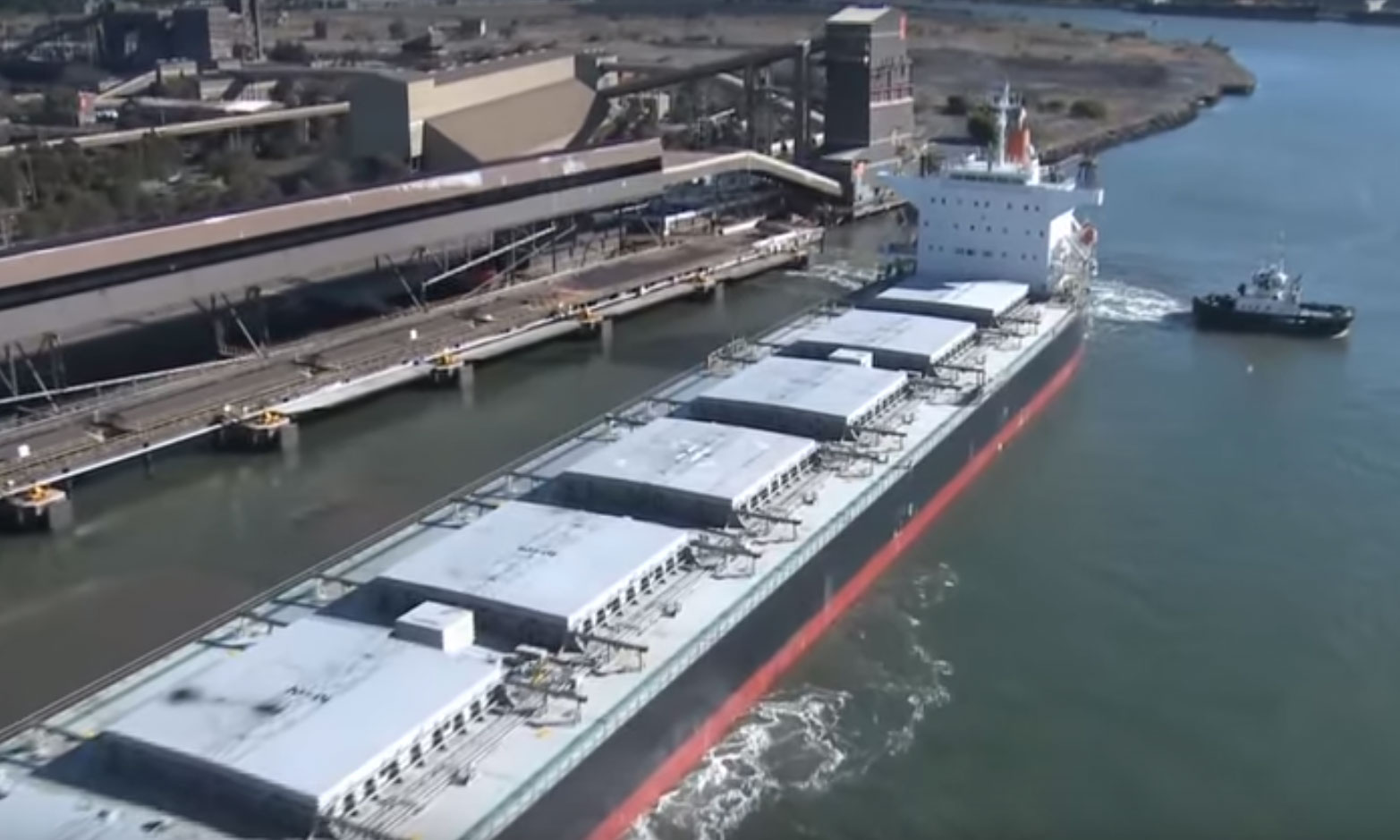 Very large ship leaving port