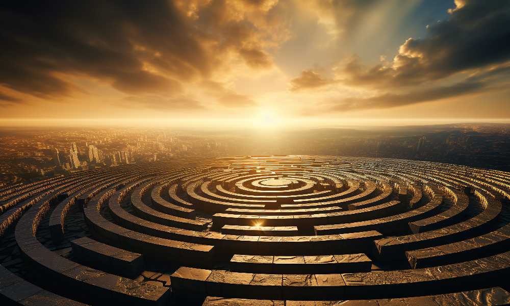 Circular stone maze outdoors