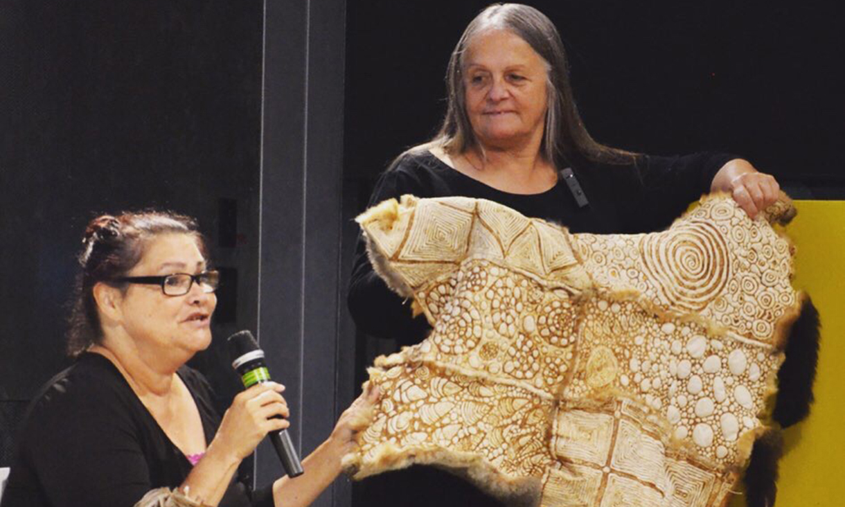 Dr Vicki Couzens, VC Indigenous Research Fellow at RMIT sharing her language inheritance story at public event series Present Tense.