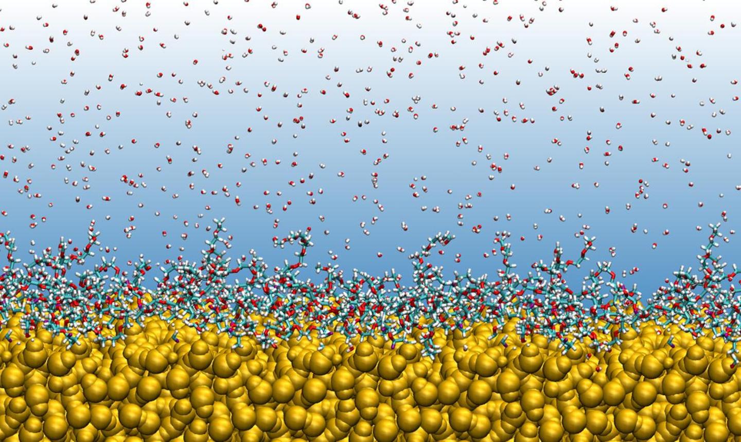 Responsive chains on silica surface