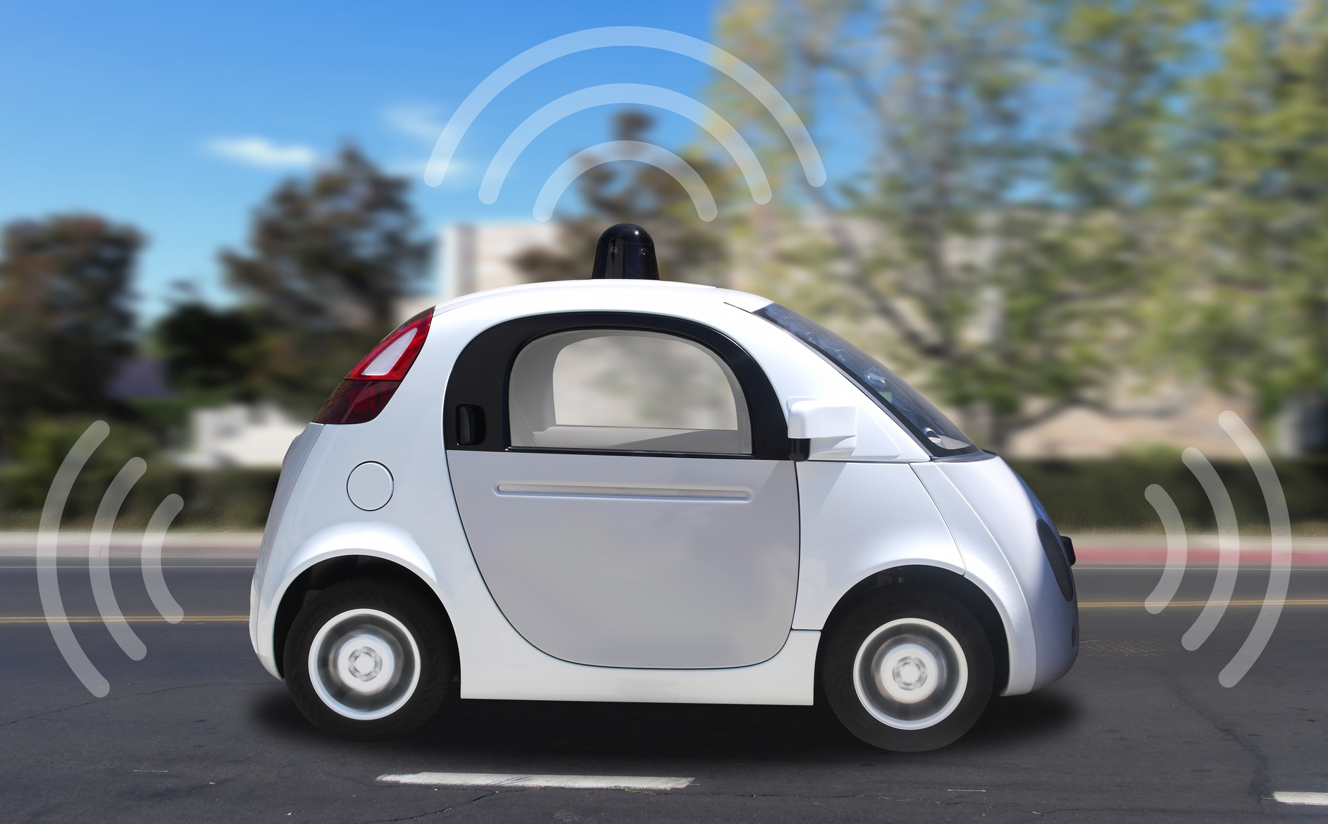 Self-driving vehicle on the road