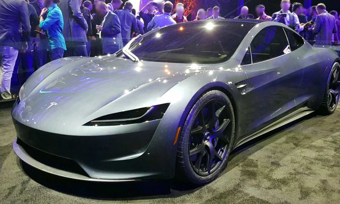 The electric Tesla Roadster.