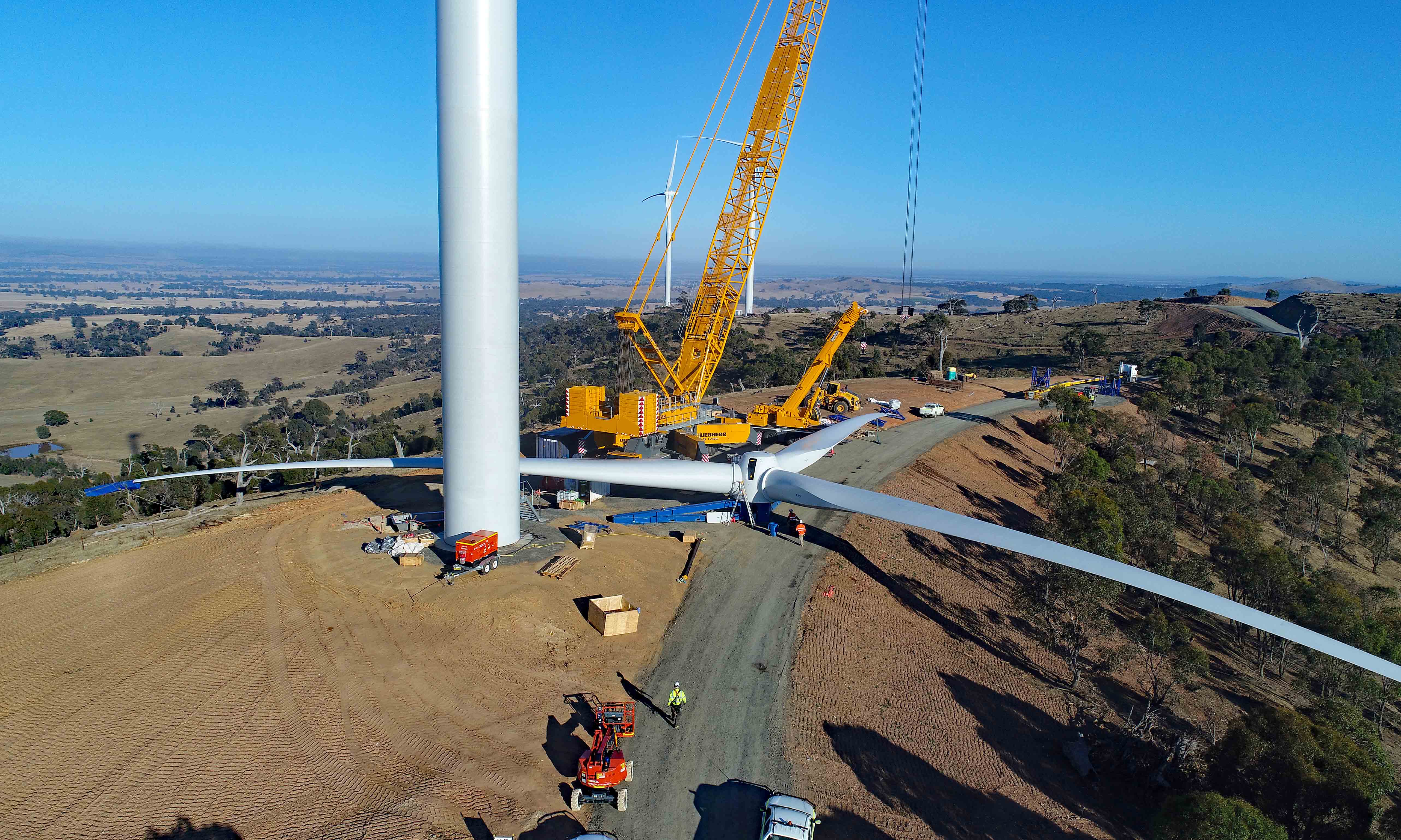 The Crowlands wind farm under construction during the first Melbourne Renewable Energy Project. Credit: Pacific Hydro