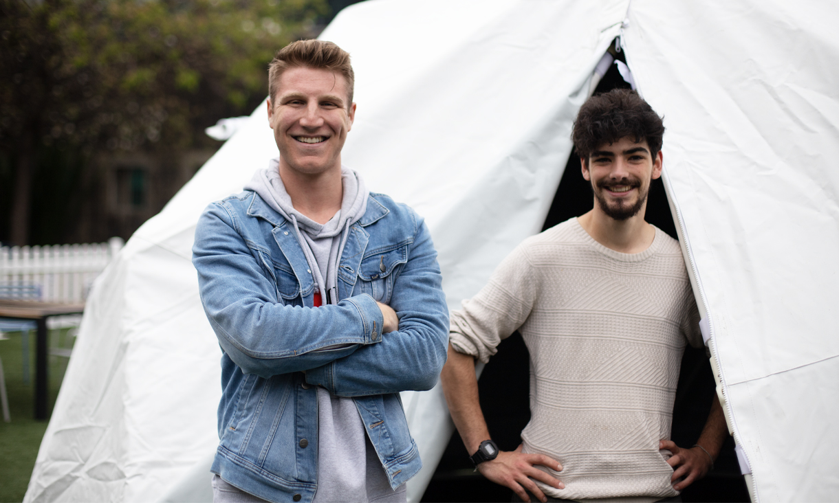 L-R: Civil engineering students Shaun Infantino and Theo Mimoun 