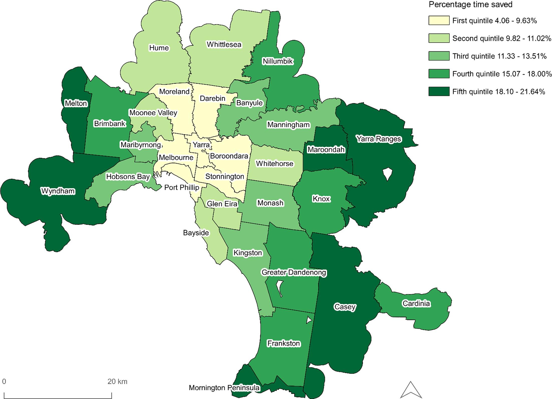 Residents in the outer ring in Casey and Wyndham the biggest winners, saving up to 15 minutes of commuting time under the proposed model. 