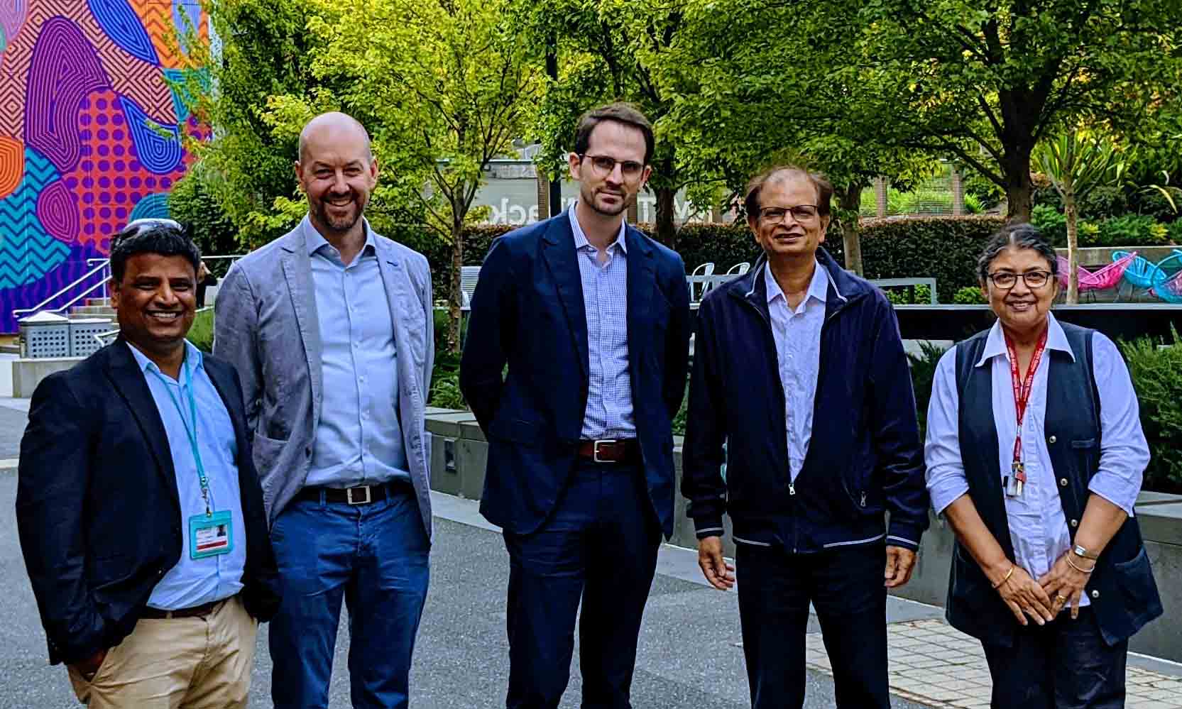 Dr Srinivas Mettu (RMIT), Dr Sam Costello (Founder and Chief Medical Officer of BiomeBank), Thomas Mitchell (CEO of BiomeBank), Professor Naba Dutta (RMIT) and Professor Namita Choudhury (RMIT).