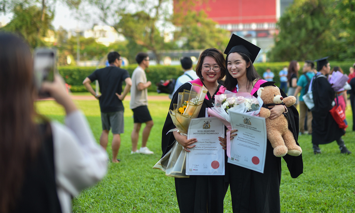 Class of 2021 graduates with pride at RMIT's Saigon South Campus.
