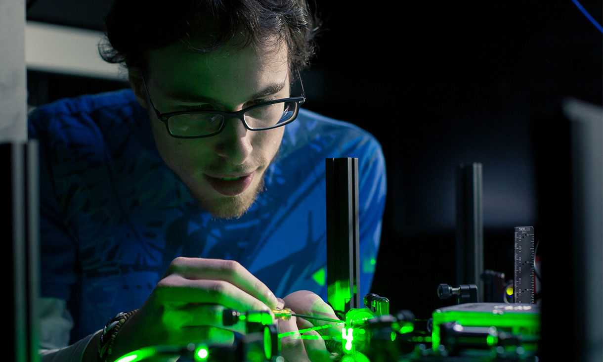 Dr Marco Capelli, one of the co-researchers, in the ARC Centre of Excellence for Nanoscale BioPhotonics laboratories at RMIT University. Photo: RMIT University