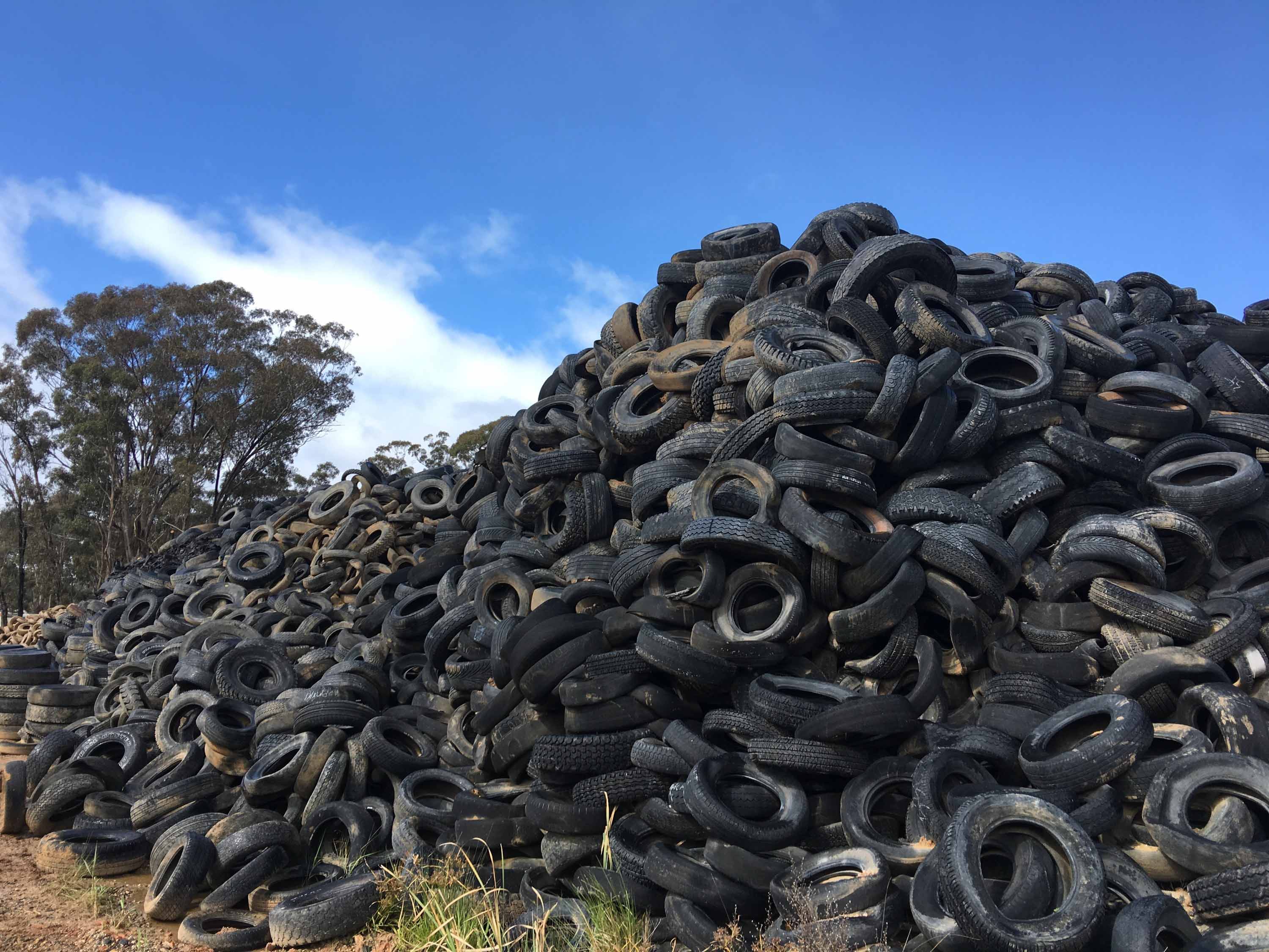 Stockpile of used tyres in Victoria, Australia. (Credit: TSA)