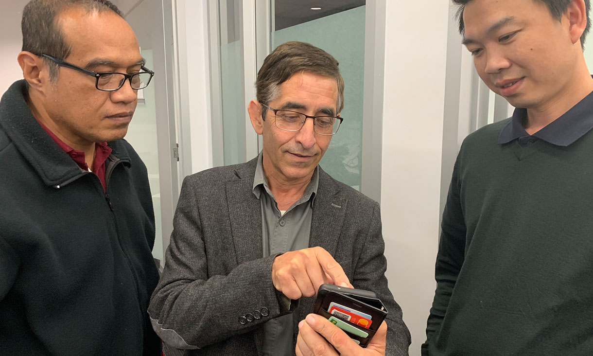 Associate Professor Nemuel Daniel Pah, Professor Dinesh Kumar and Dr Quoc Cuong Ngo use the voice screening App. Credit: RMIT University