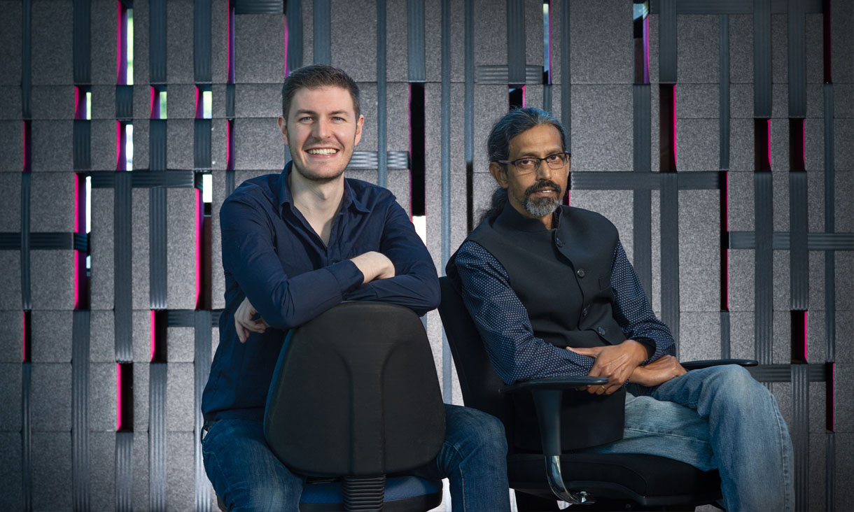 A portrait of TJ Thomson and Shehab Uddin