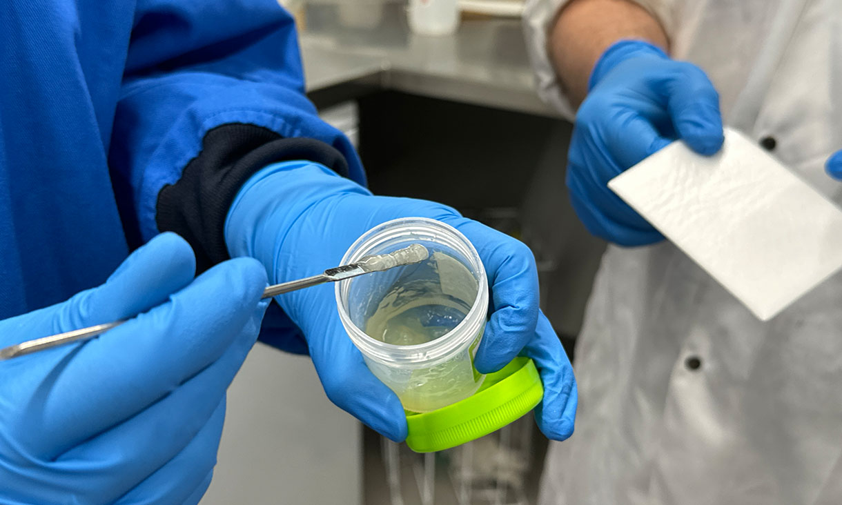 The team’s black phosphorus treatment can be integrated into gels to make wound dressings. Credit: Seamus Daniel, RMIT University