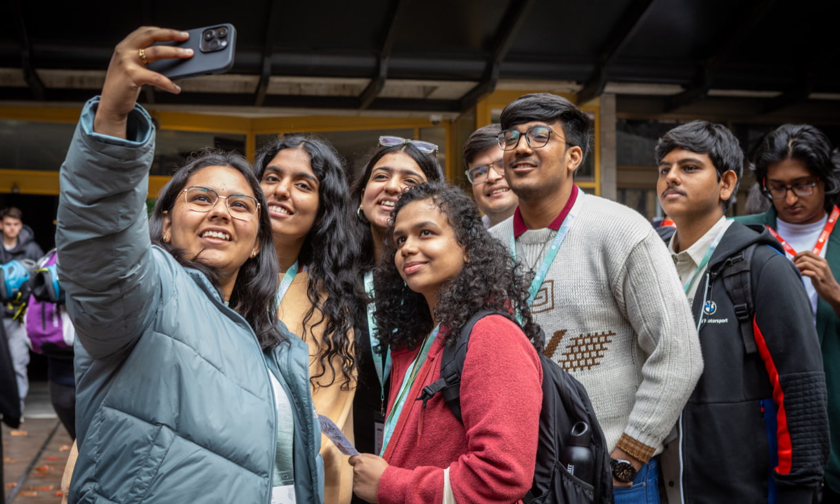 A group of students taking a selfie
