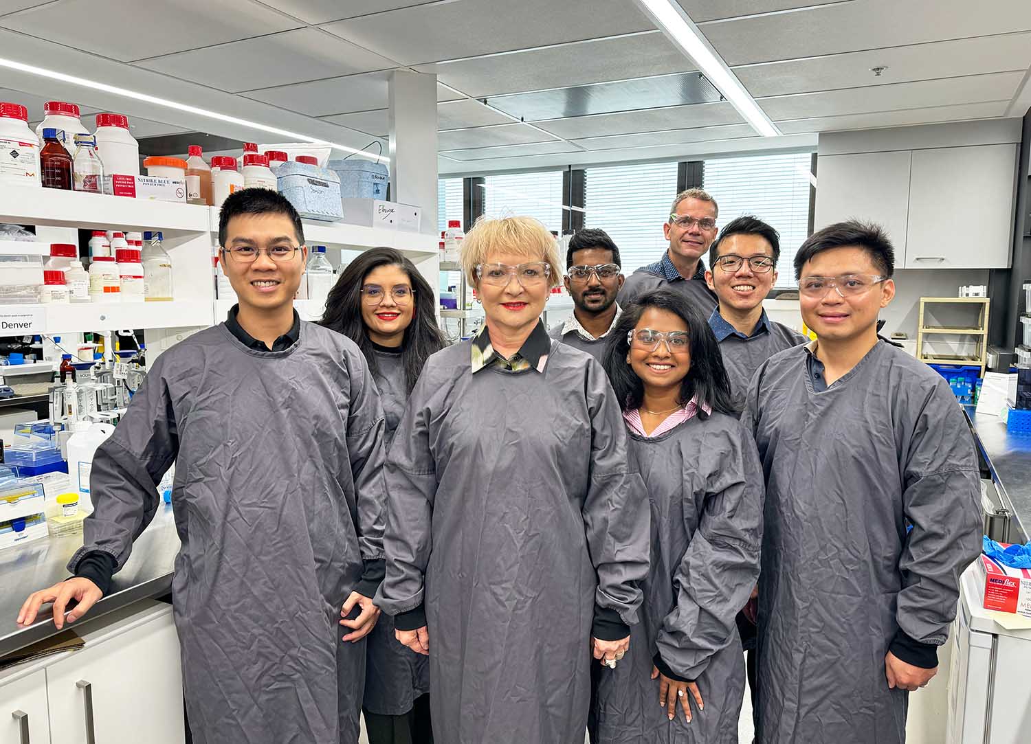 Team Ivanova with study corresponding author Professor Elena Ivanova (3rd from left) and study first author Samson Mah (2nd from right). Credit: RMIT. 