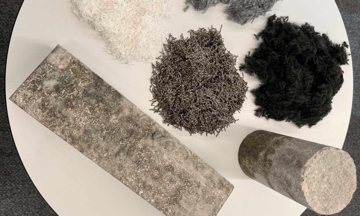 Concrete samples made with carpet fibres. Credit: RMIT University