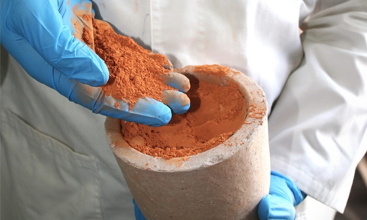 The combined clay mix after being heat treated, ready for use as a cement supplement.