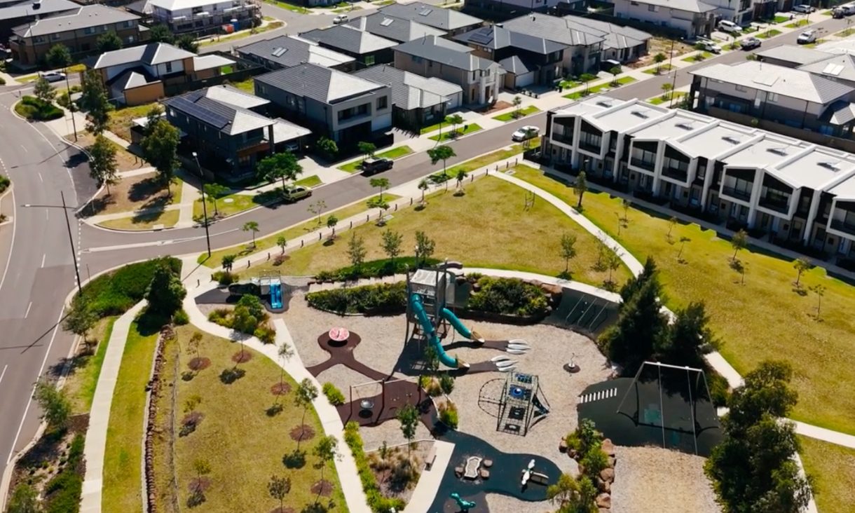 Aerial view of a Stockland community in Victoria.