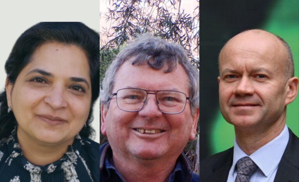 A collage photos of three RMIT experts who author this article. From left to right: RMIT Dr Bhavna Middha, Professor Vincent Pettigrove and Professor Ralph Horne.