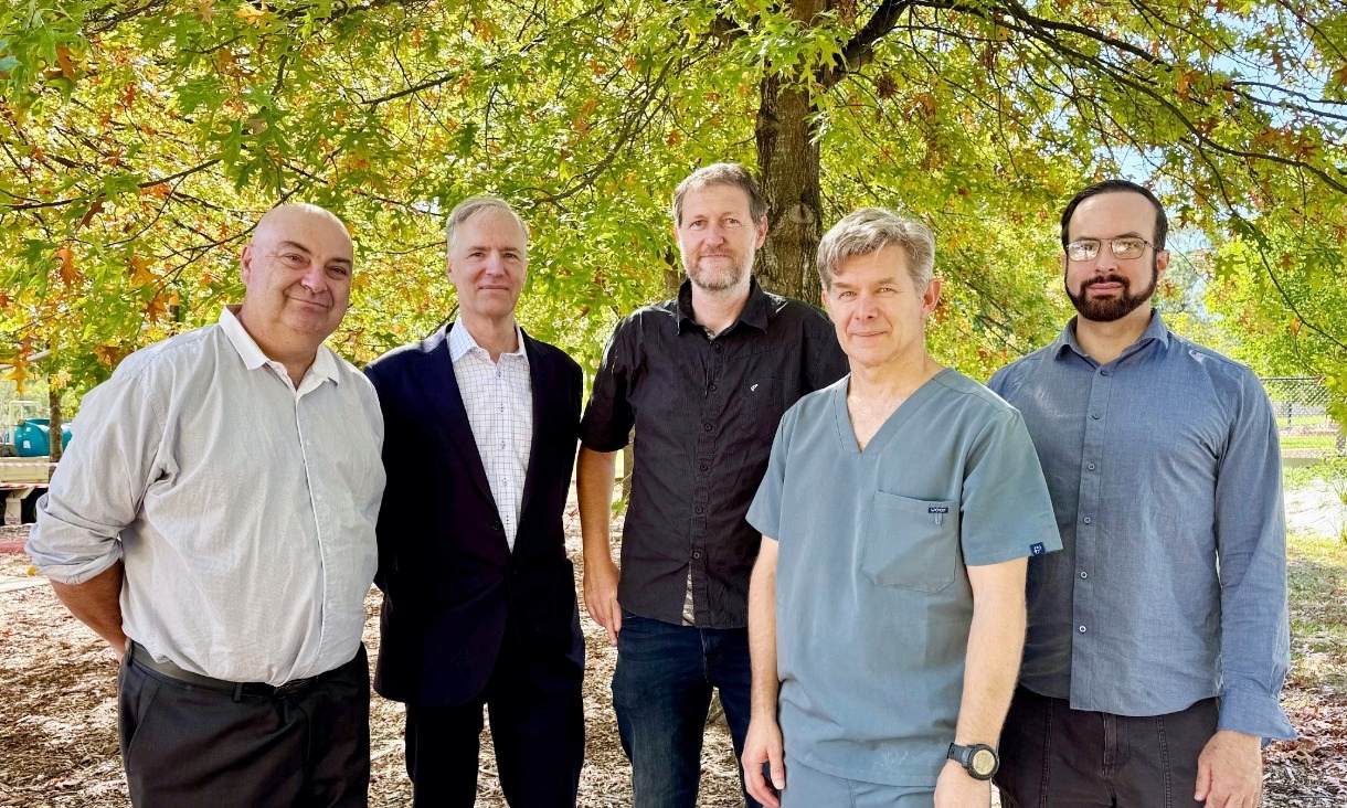 The team: Professor Russell Conduit, Dr Tony Sasse, Dr Luke Norbury, Dr Arthur House and Danny Aliano.