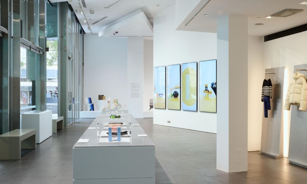 A bright white exhibition room.