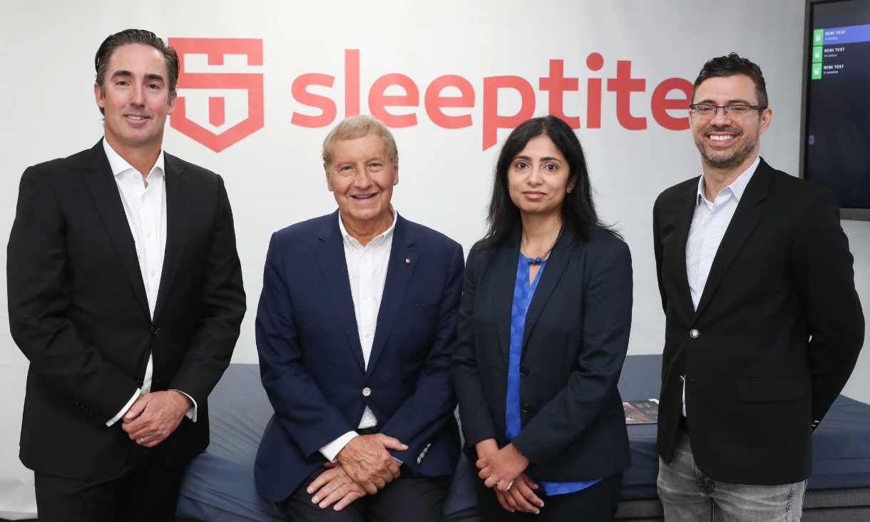 Sleeptite Founder and CEO Cameron van den Dungen, Sleeptite Advisory Board Chair Rob Fildes AM, RMIT project lead Professor Madhu Bhaskaran and Sleepeezee Bedding Australia CEO Bill Mantzis.