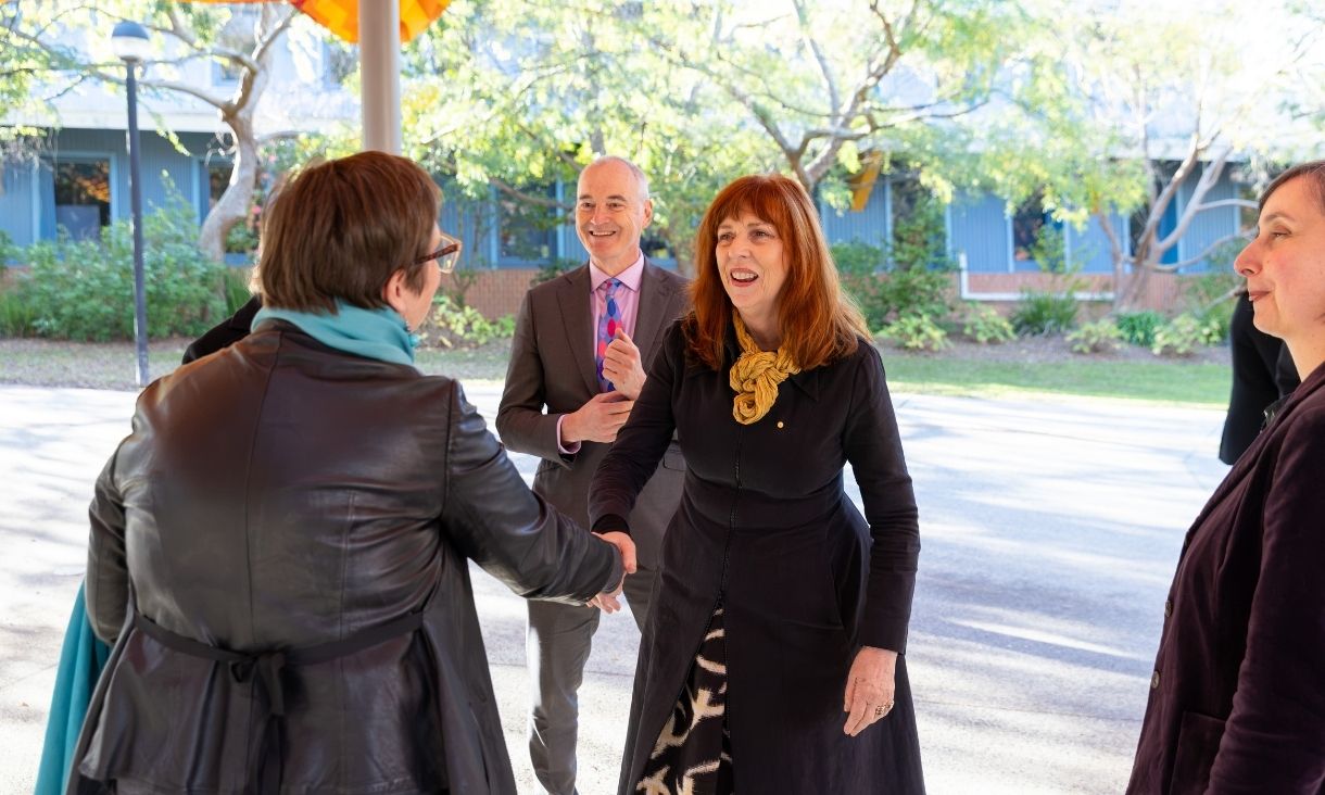  Her Excellency Professor the Honourable Margaret Gardner AC, Governor of Victoria shakes the hands of RMIT leaders