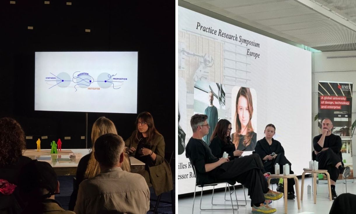 A collection of photos showing panel discussions and activities from PRS Europe 