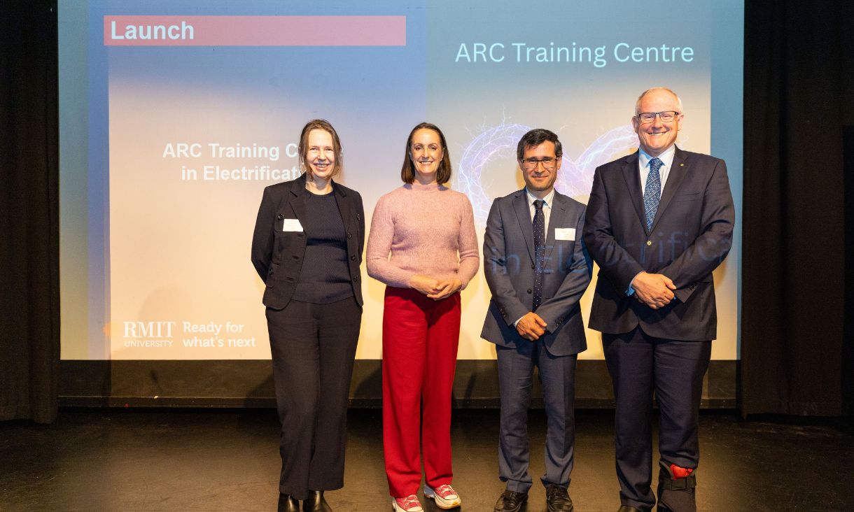 The Hon. Sarah Witty MP, Member for Melbourne; Professor Mahdi Jalili; and Distinguished Professor Calum Drummond AO.